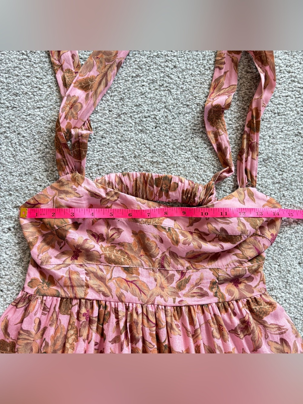Amalie Pink Floral Tencel Halter Open Back Midi Dress US 2 - Picture 10 of 14